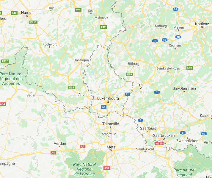 carte luxembourg et frontières